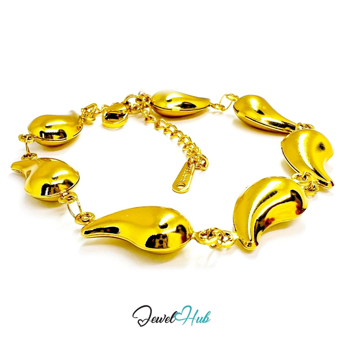 Stainless Steel Petite Flame Motif Gold Bracelet - JewelHub.co.uk