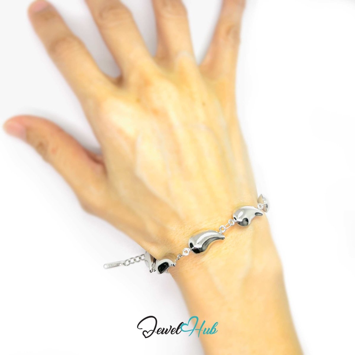 Stainless Steel Petite Flame Motif Silver Bracelet - JewelHub.co.uk