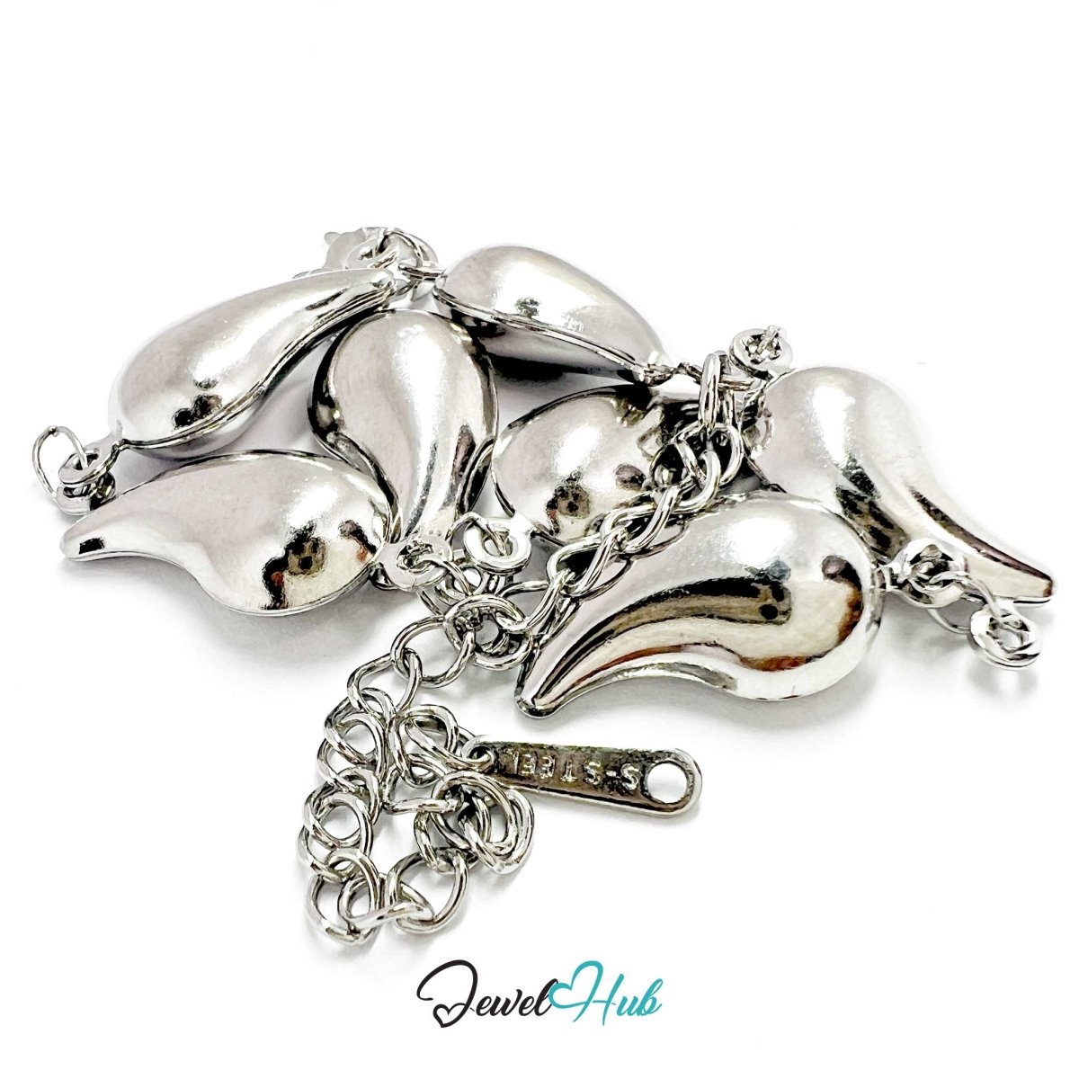 Stainless Steel Petite Flame Motif Silver Bracelet - JewelHub.co.uk