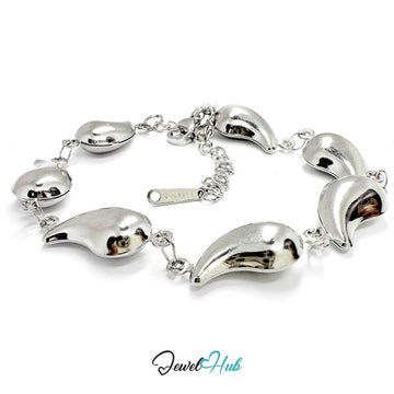 Stainless Steel Petite Flame Motif Silver Bracelet - JewelHub.co.uk