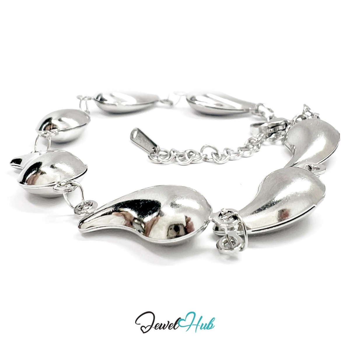 Stainless Steel Petite Flame Motif Silver Bracelet - JewelHub.co.uk