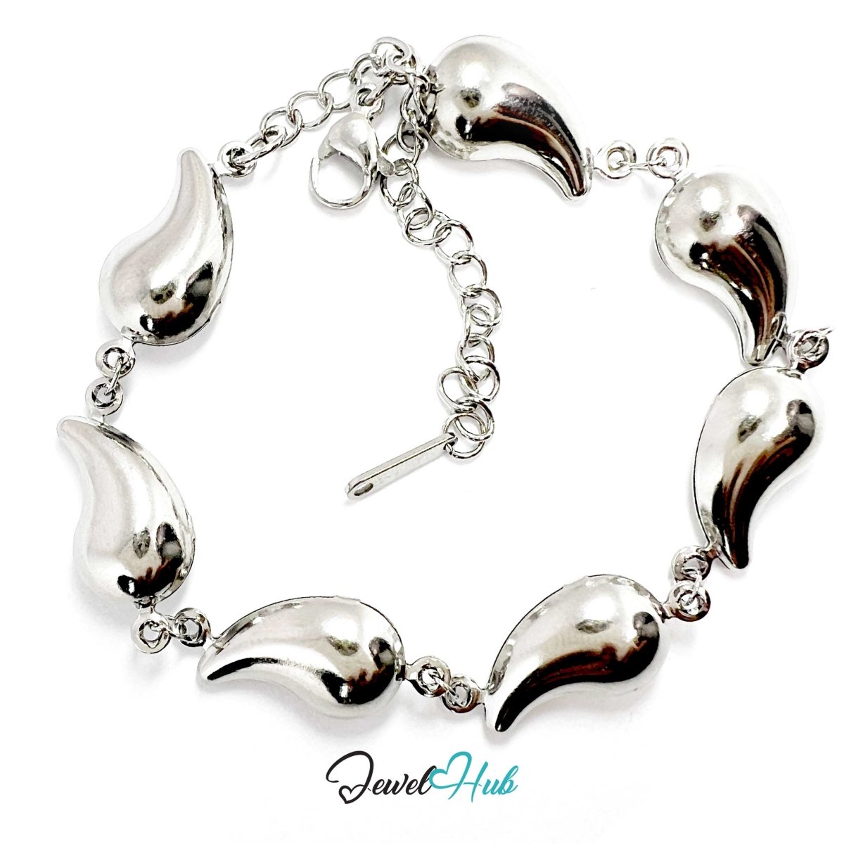 Stainless Steel Petite Flame Motif Silver Bracelet - JewelHub.co.uk