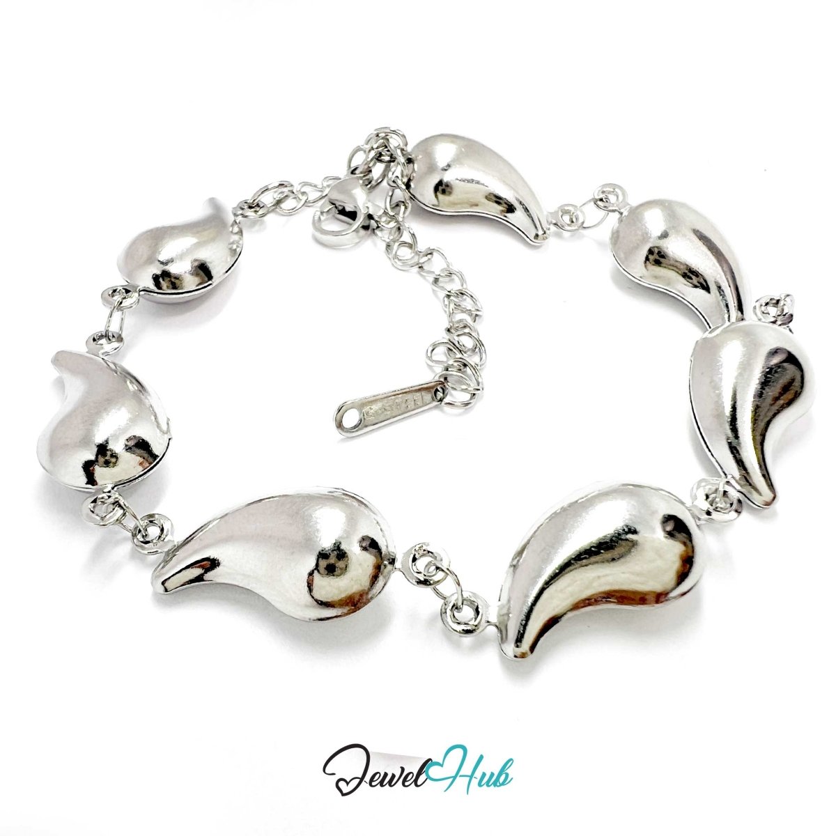Stainless Steel Petite Flame Motif Silver Bracelet - JewelHub.co.uk