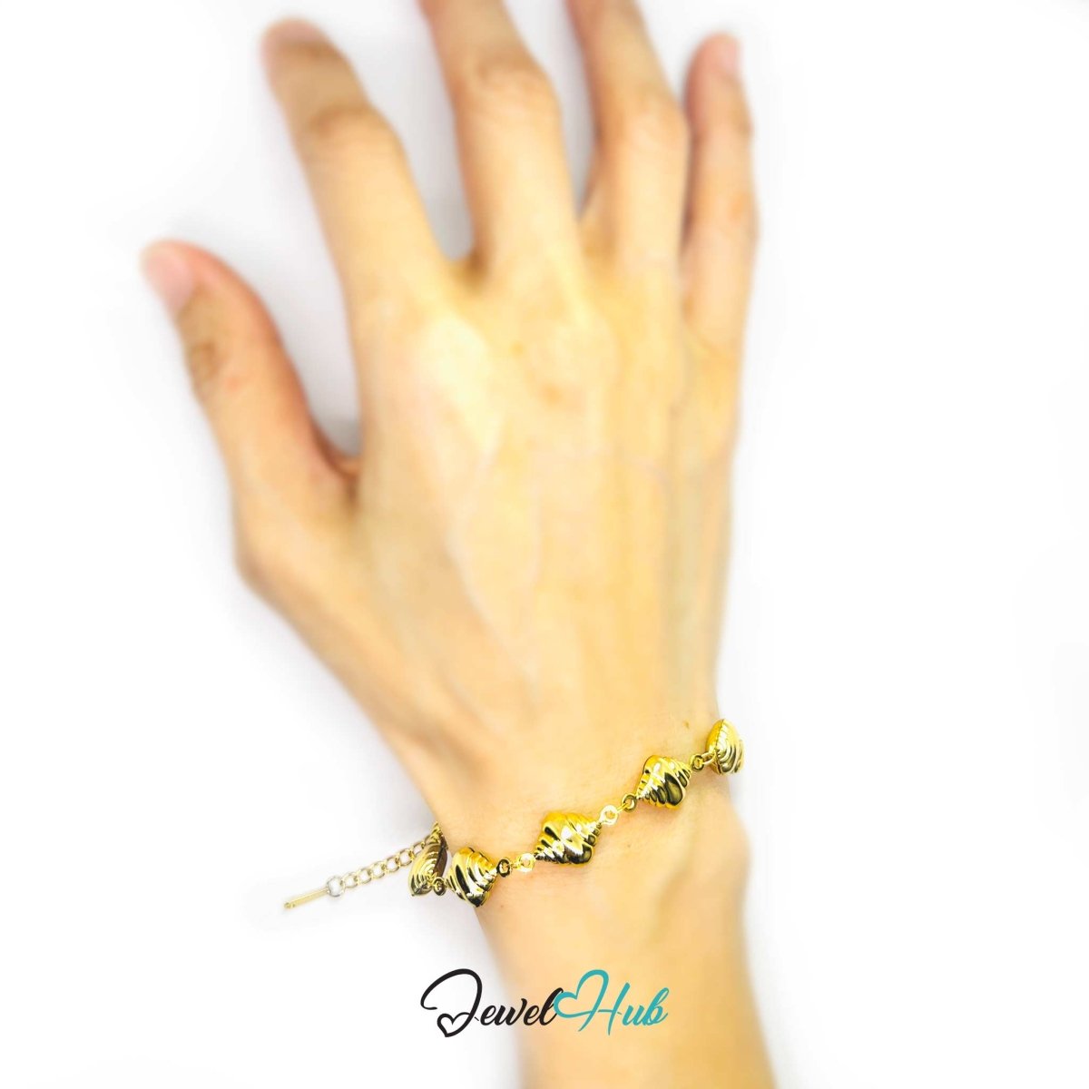 Stainless Steel Seashell Charms Gold Bracelet - JewelHub.co.uk