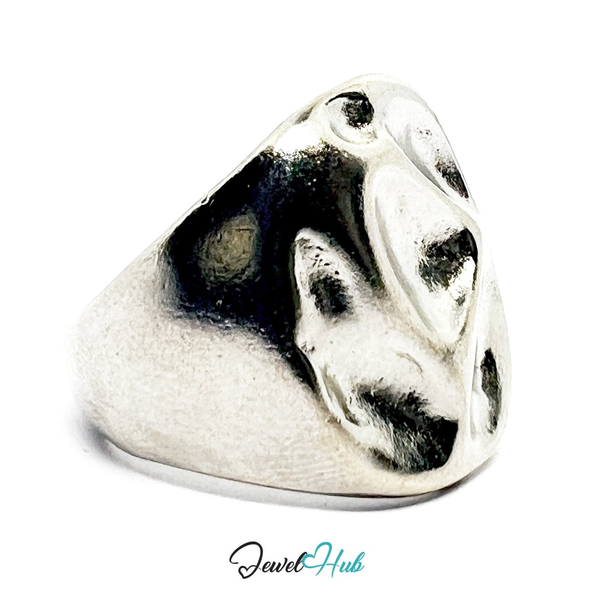 Stainless Steel Silver Abstract Heart Ring – Sculptural Emotion - JewelHub.co.uk