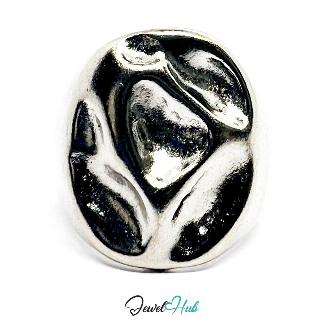 Stainless Steel Silver Abstract Heart Ring – Sculptural Emotion - JewelHub.co.uk
