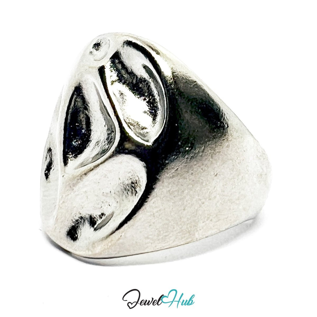 Stainless Steel Silver Abstract Heart Ring – Sculptural Emotion - JewelHub.co.uk