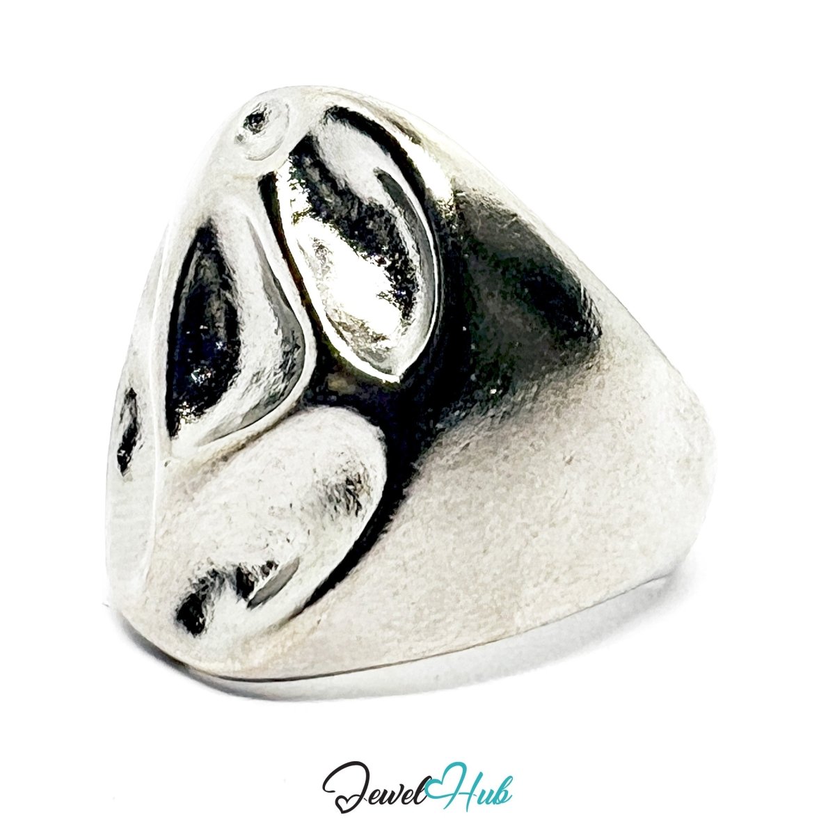 Stainless Steel Silver Abstract Heart Ring – Sculptural Emotion - JewelHub.co.uk