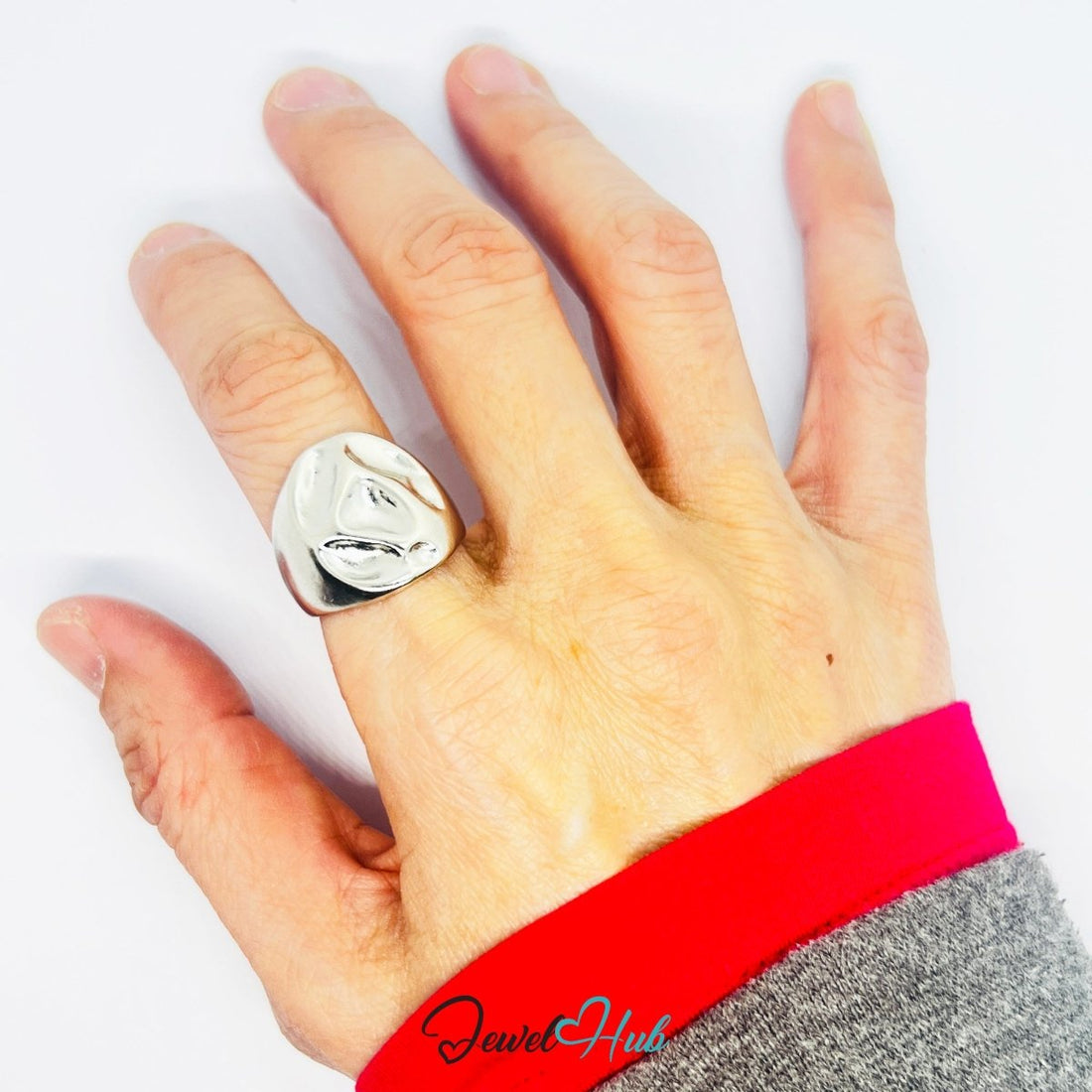 Stainless Steel Silver Abstract Heart Ring – Sculptural Emotion - JewelHub.co.uk
