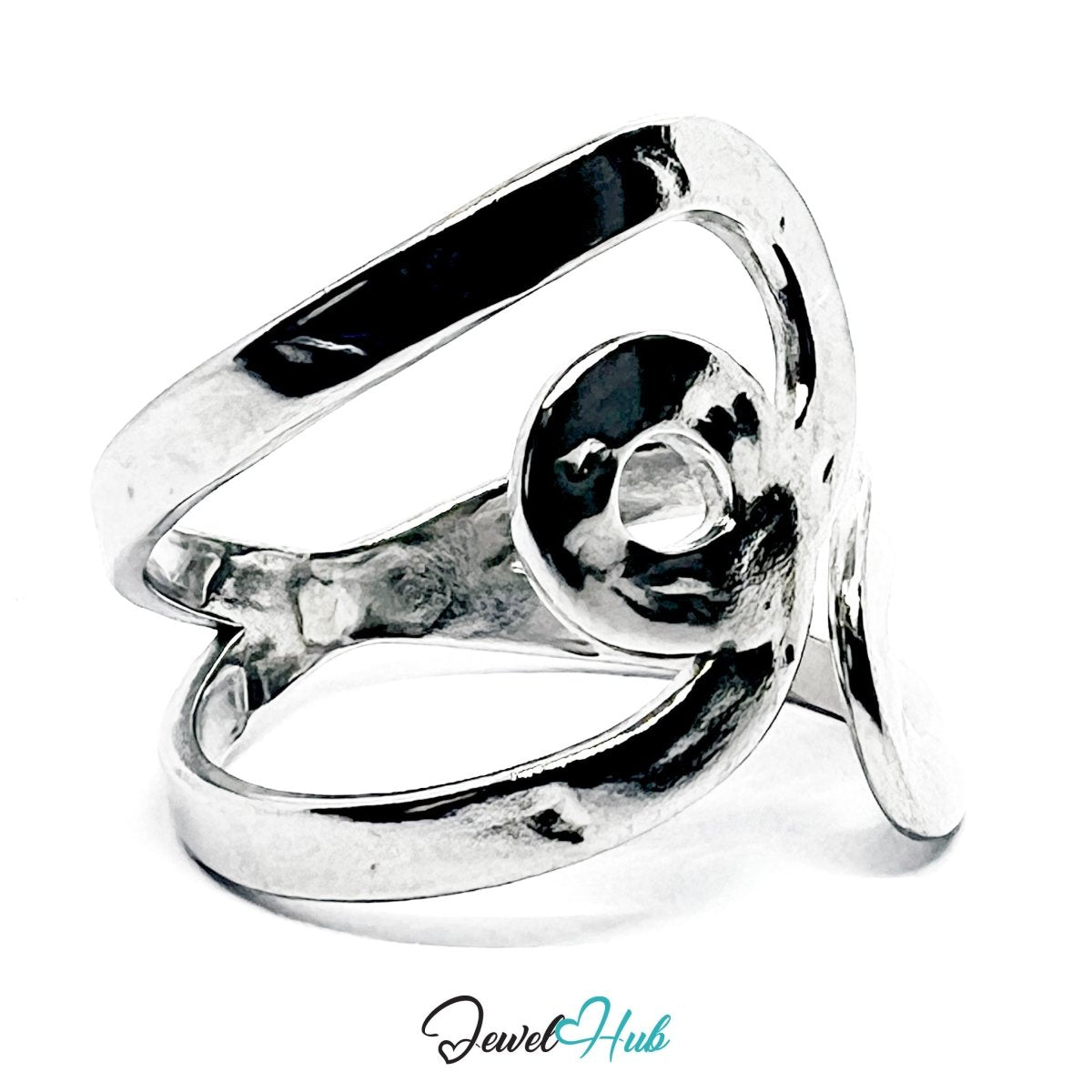 Stainless Steel Silver Abstract Wave Sculptural Ring – Open Swirl Art - JewelHub.co.uk