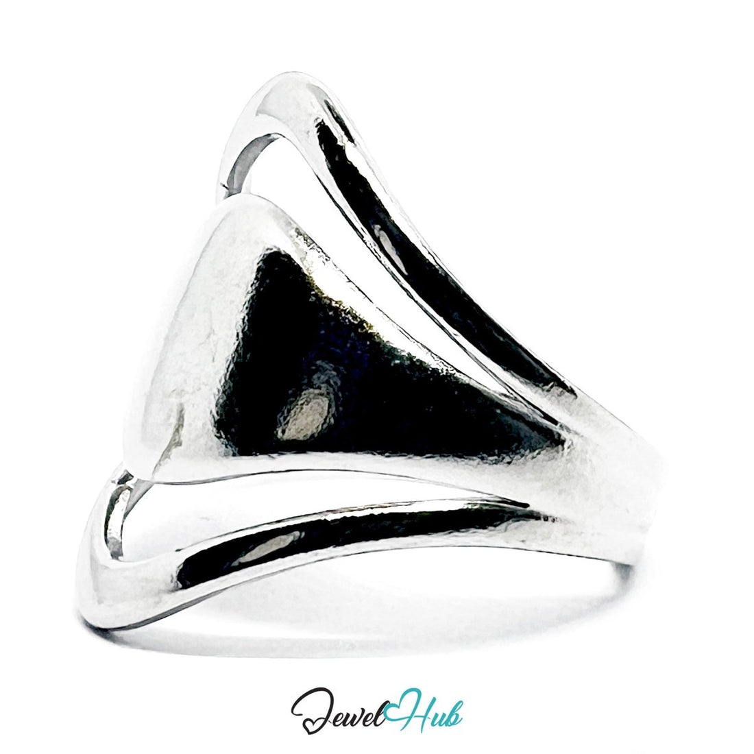Stainless Steel Silver Dome Sculptural Ring – Open Frame Statement - JewelHub.co.uk