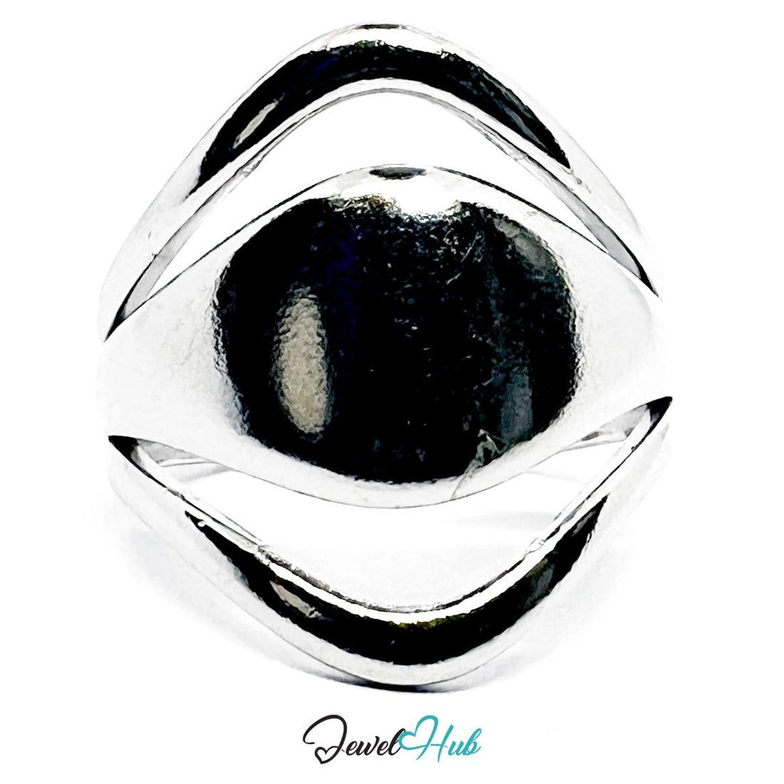 Stainless Steel Silver Dome Sculptural Ring – Open Frame Statement - JewelHub.co.uk