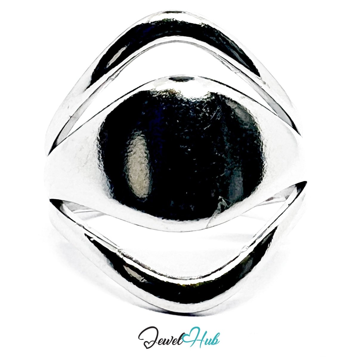 Stainless Steel Silver Dome Sculptural Ring – Open Frame Statement - JewelHub.co.uk