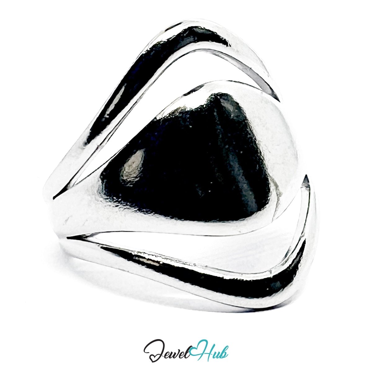 Stainless Steel Silver Dome Sculptural Ring – Open Frame Statement - JewelHub.co.uk