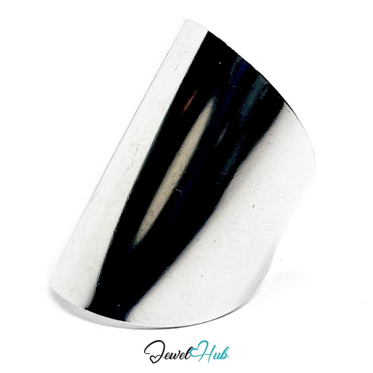 Stainless Steel Silver Flat Band Silver Ring – Wide Minimalist Surface - JewelHub.co.uk