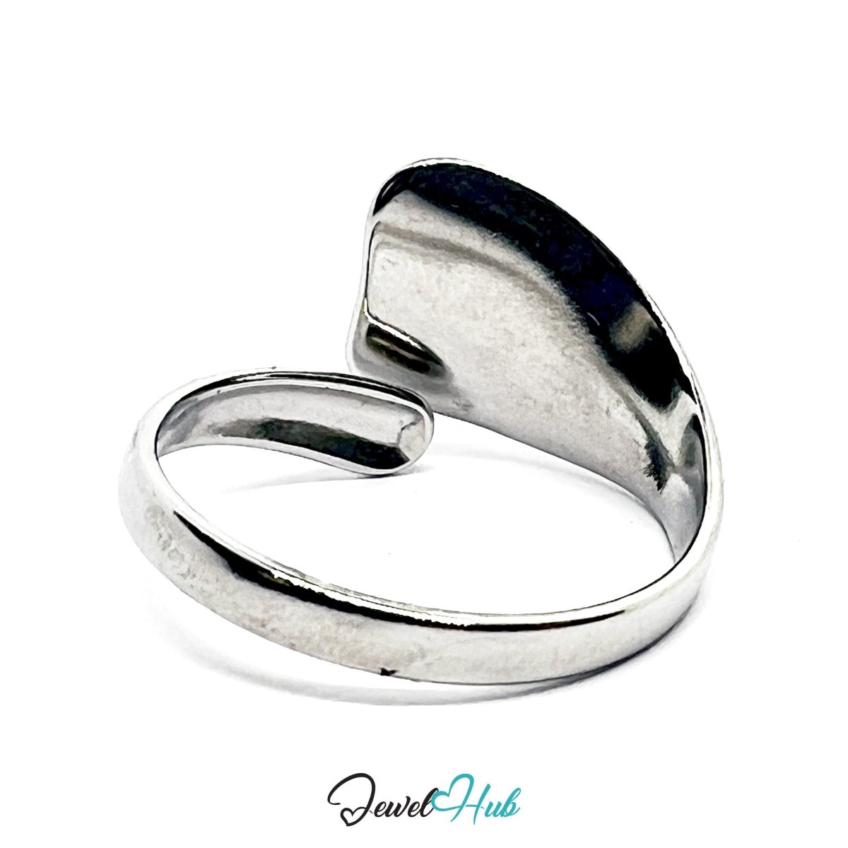 Stainless Steel Silver Sculptural Whisper Ring – Asymmetrical Form - JewelHub.co.uk