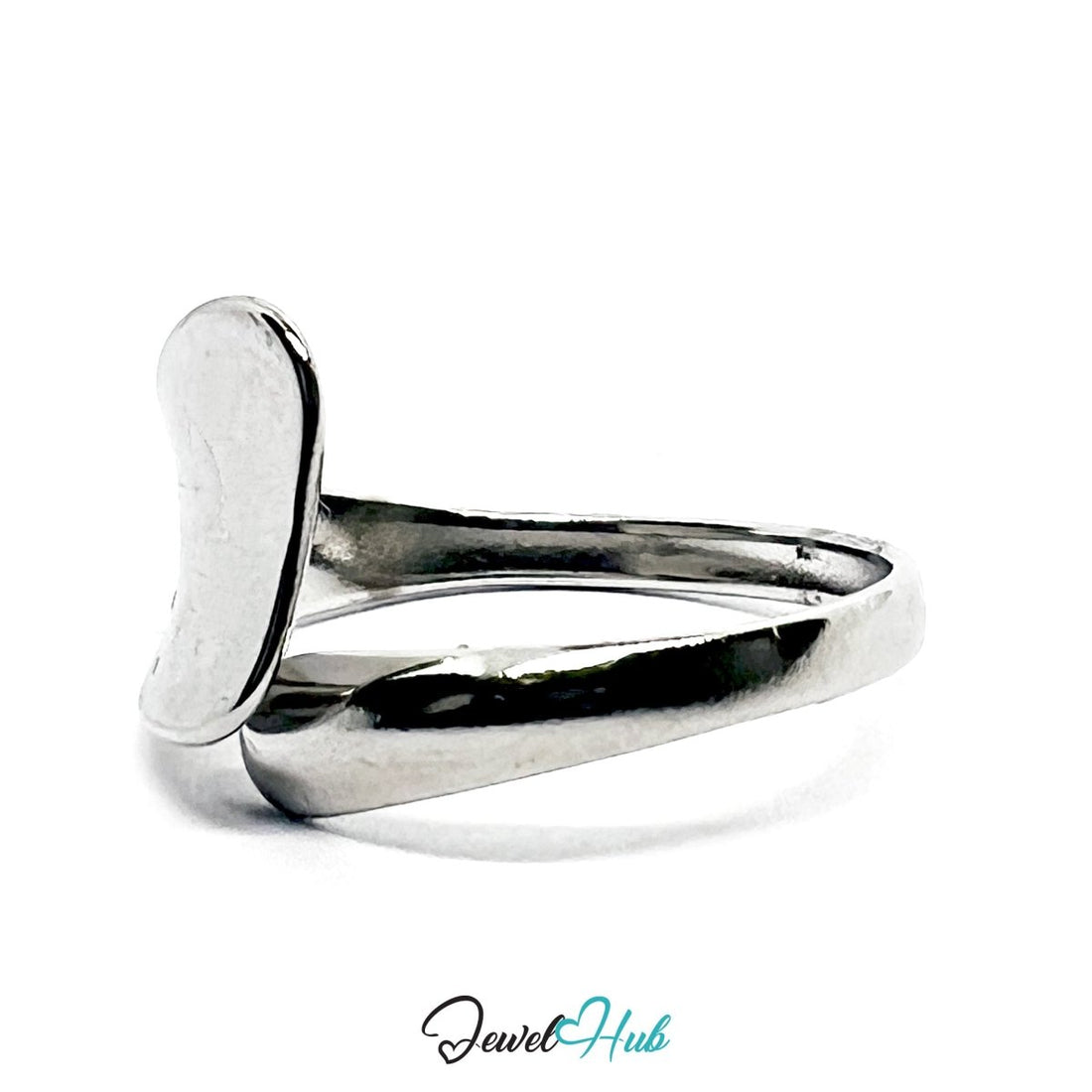 Stainless Steel Silver Sculptural Whisper Ring – Asymmetrical Form - JewelHub.co.uk