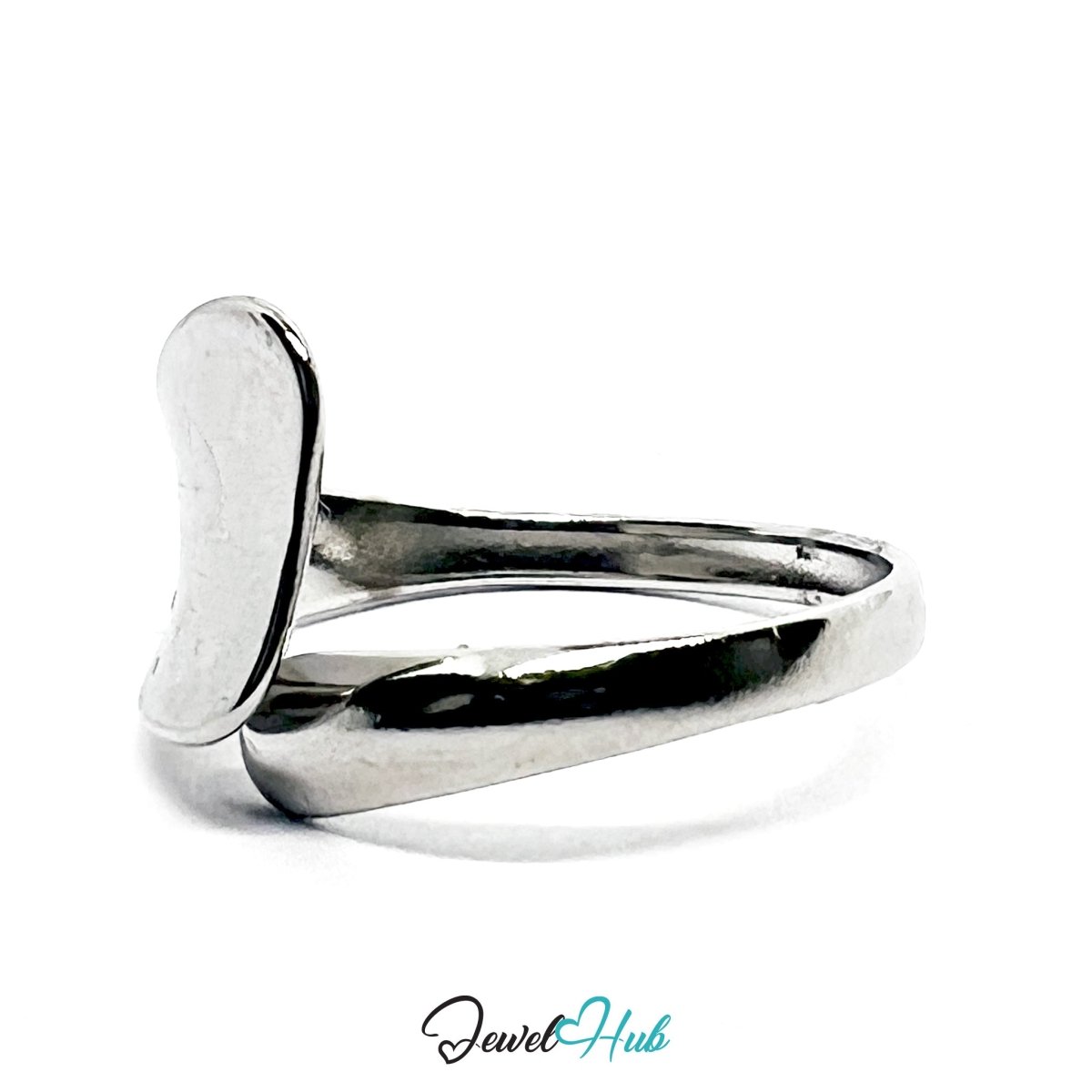 Stainless Steel Silver Sculptural Whisper Ring – Asymmetrical Form - JewelHub.co.uk