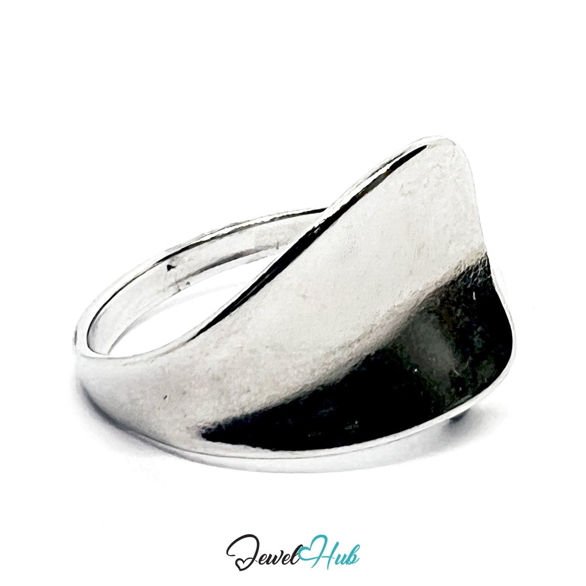 Stainless Steel Silver Sculptural Whisper Ring – Asymmetrical Form - JewelHub.co.uk