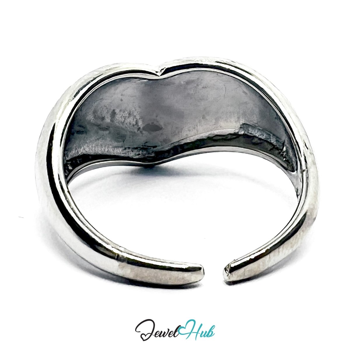 Stainless Steel Silver Smooth Contour Ring – Seamless Sculptural Minimalism - JewelHub.co.uk
