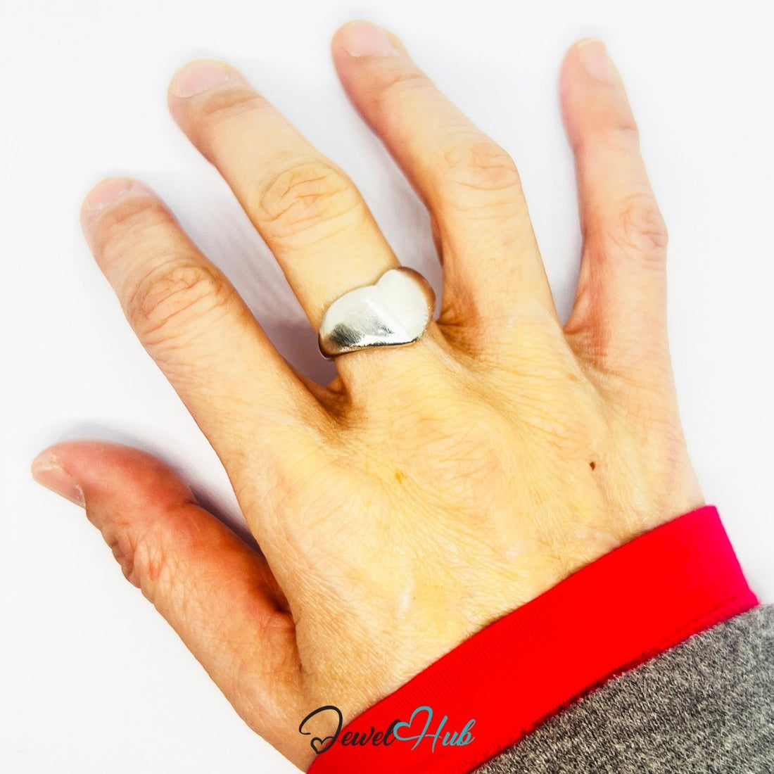 Stainless Steel Silver Smooth Contour Ring – Seamless Sculptural Minimalism - JewelHub.co.uk