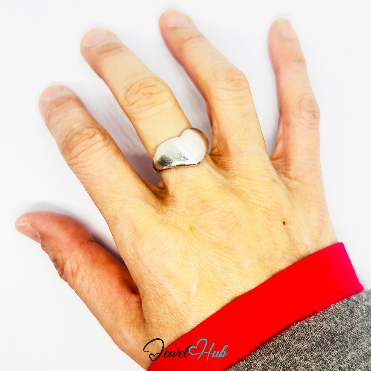 Stainless Steel Silver Smooth Contour Ring – Seamless Sculptural Minimalism - JewelHub.co.uk