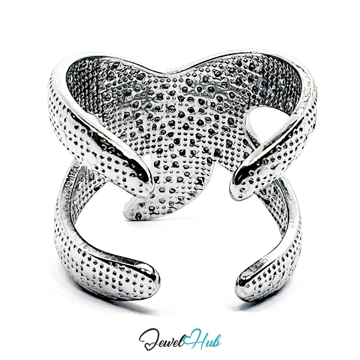 Stainless Steel Silver Starfish Ring – Ocean Sculptural Statement - JewelHub.co.uk