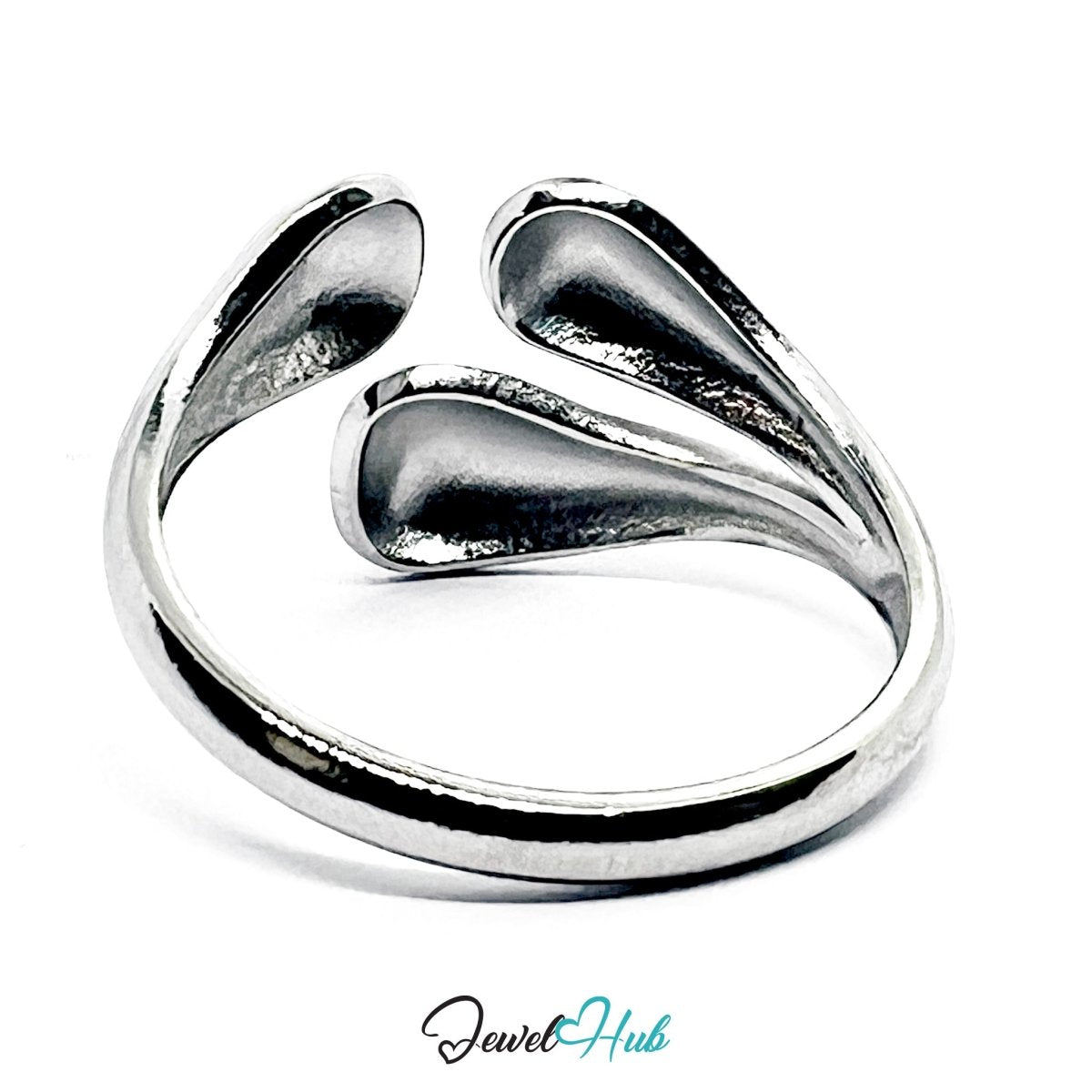 Stainless Steel Silver Triple Dome Ring – Sculptural Open Band - JewelHub.co.uk