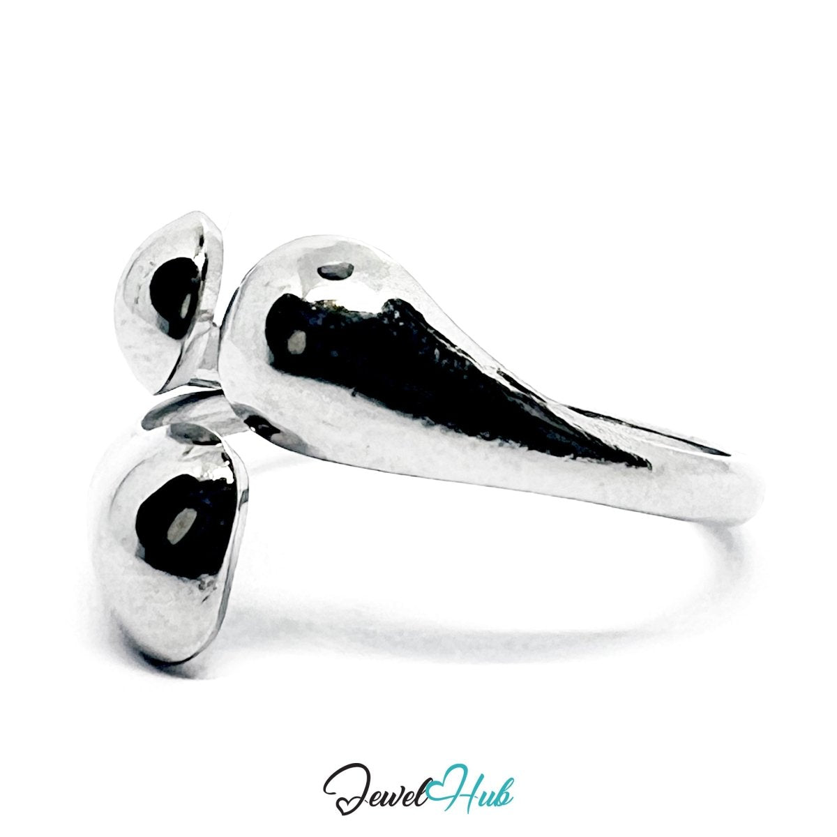 Stainless Steel Silver Triple Dome Ring – Sculptural Open Band - JewelHub.co.uk