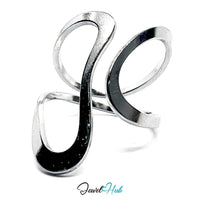 Stainless Steel Silver Wave Ring – Tall Sculp