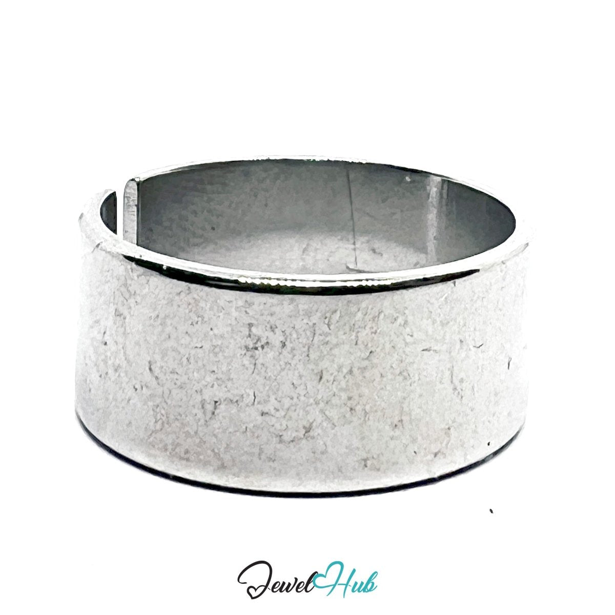 Stainless Steel Silver Wide Band Ring – Minimalist Open - End Design - JewelHub.co.uk