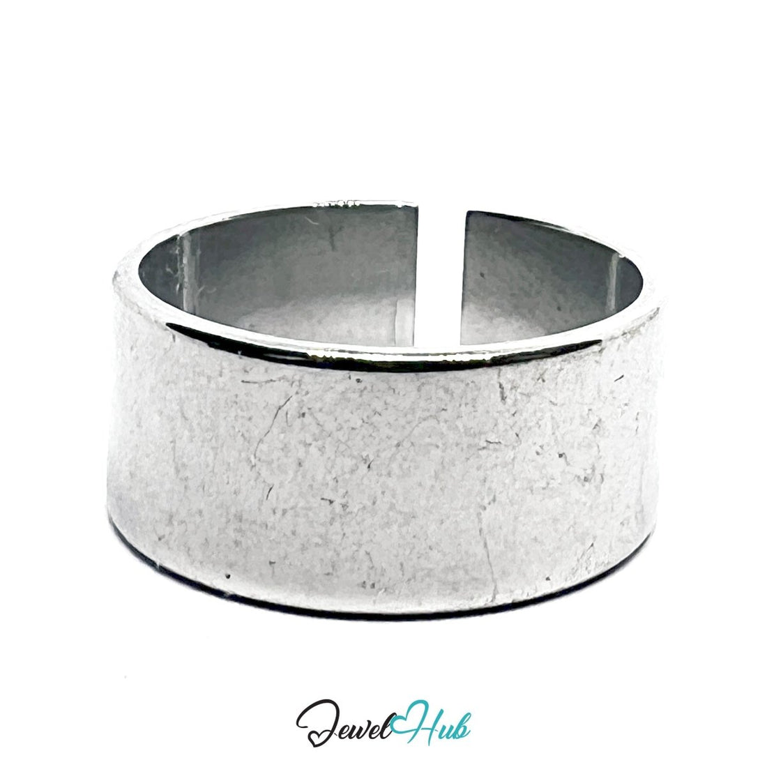 Stainless Steel Silver Wide Band Ring – Minimalist Open - End Design - JewelHub.co.uk