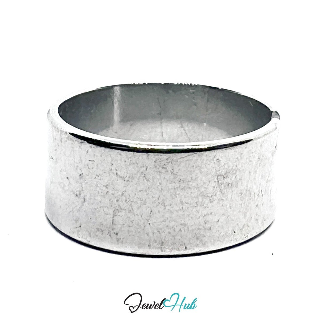 Stainless Steel Silver Wide Band Ring – Minimalist Open - End Design - JewelHub.co.uk