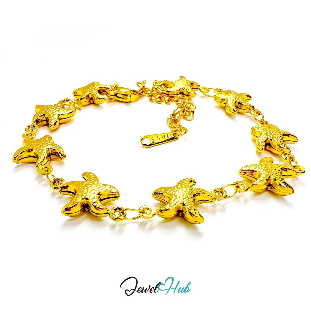 Stainless Steel Starfish Charms Gold Bracelet - JewelHub.co.uk