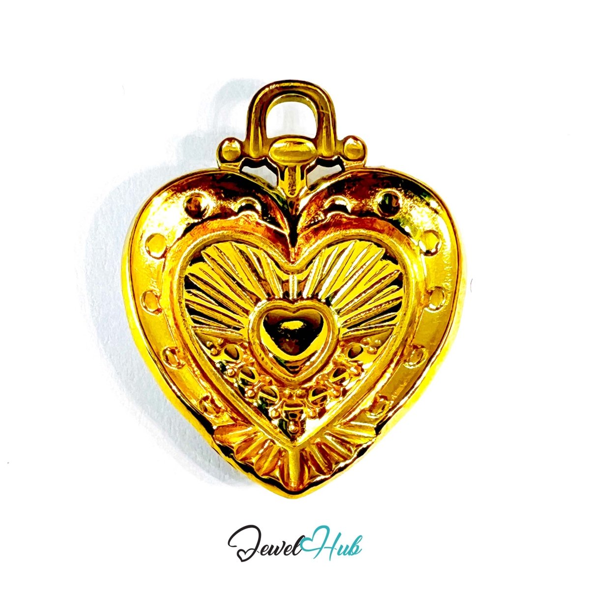 Stainless Steel White Enamel Heart Pendant Zirconia Detail - JewelHub.co.uk
