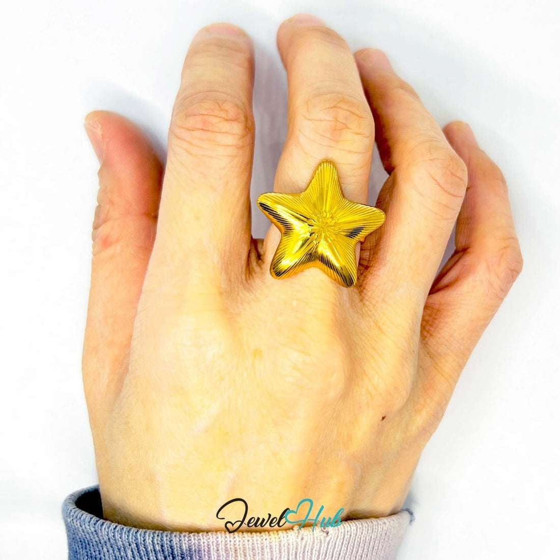 Starform Gold Plated ⭐ Star Ring · Zinc Alloy · UK M · US 7 · Celestial Statement - JewelHub.co.uk