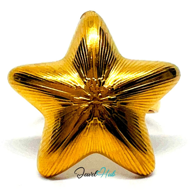 Starform Gold Plated ⭐ Star Ring · Zinc Alloy · UK M · US 7 · Celestial Statement - JewelHub.co.uk