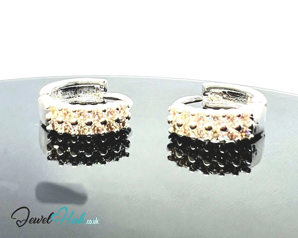 Stellar Stack – 925 Sterling Silver Twin - Row Zirconia Studs (2.51g, x24 Stones) - JewelHub.co.uk