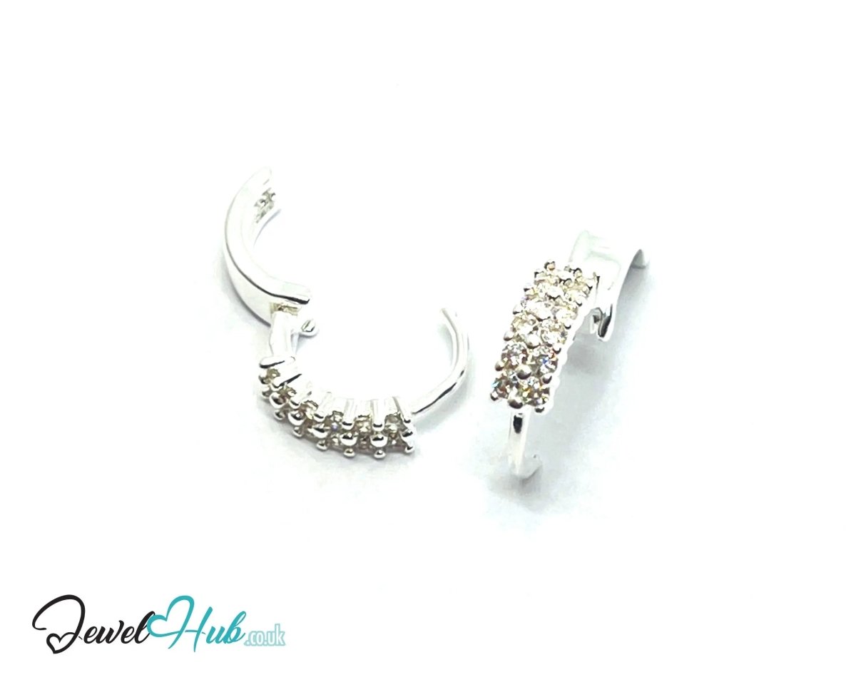 Stellar Stack – 925 Sterling Silver Twin - Row Zirconia Studs (2.51g, x24 Stones) - JewelHub.co.uk