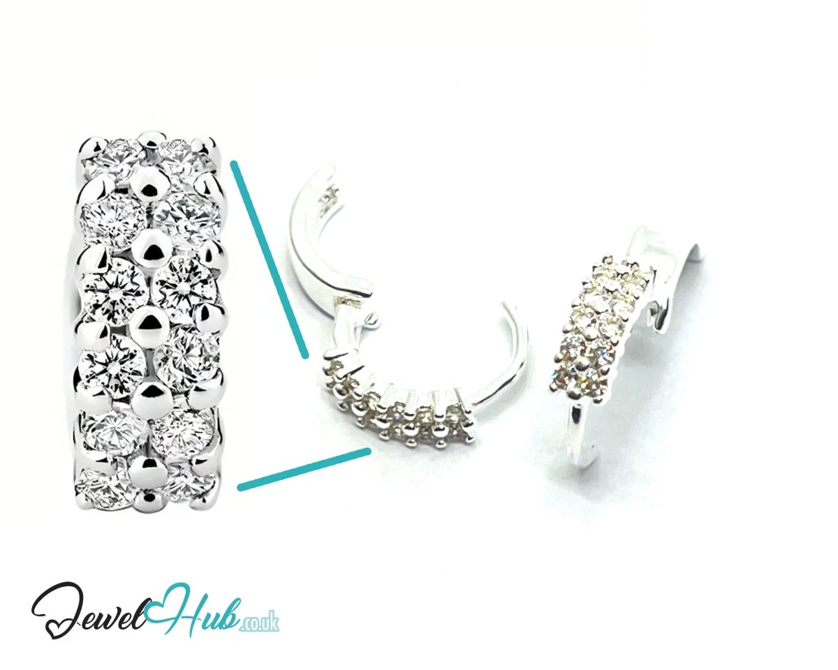 Stellar Stack – 925 Sterling Silver Twin - Row Zirconia Studs (2.51g, x24 Stones) - JewelHub.co.uk