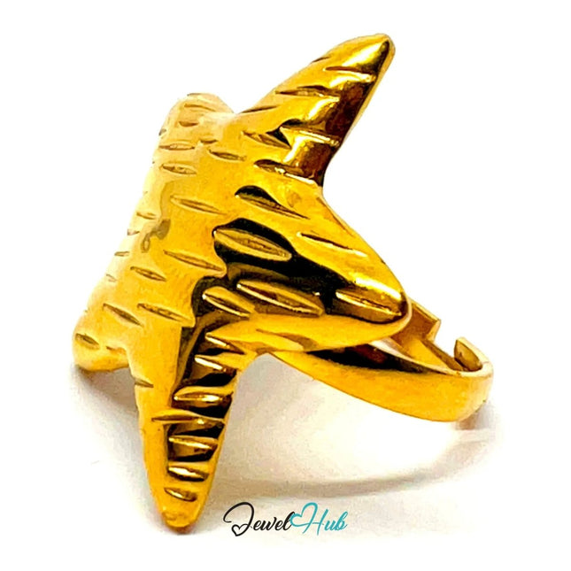 Stratastar Gold Plated ⭐ Star Ring · Zinc Alloy · UK N · US 7.5 · Bold Celestial Statement - JewelHub.co.uk