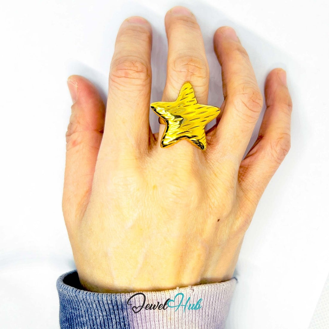 Stratastar Gold Plated ⭐ Star Ring · Zinc Alloy · UK N · US 7.5 · Bold Celestial Statement - JewelHub.co.uk