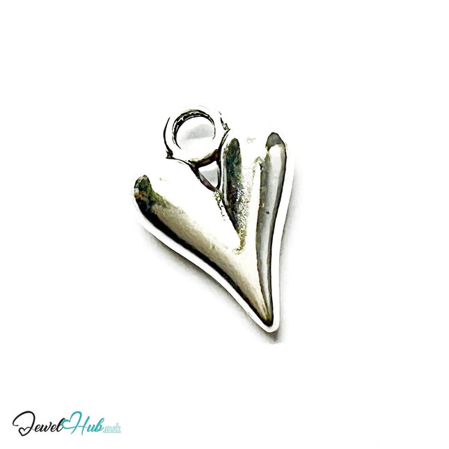 Stylised Heart MiniCharm – Silver - Plated Pendant for Presence | Necklace or Bracelet Option | Zinc Alloy Charm - JewelHub.co.uk