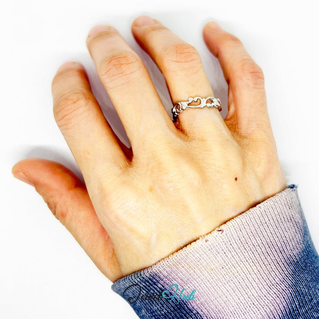 Swirl Cutout Ring | Silver‑Tone Zinc Alloy Sculptural Band - JewelHub.co.uk