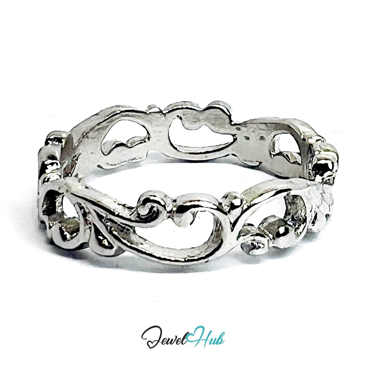 Swirl Cutout Ring | Silver‑Tone Zinc Alloy Sculptural Band - JewelHub.co.uk