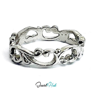 Swirl Cutout Ring | Silver‑Tone Zinc Alloy Sculptural Band - JewelHub.co.uk