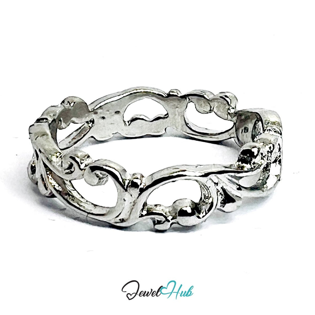 Swirl Cutout Ring | Silver‑Tone Zinc Alloy Sculptural Band - JewelHub.co.uk