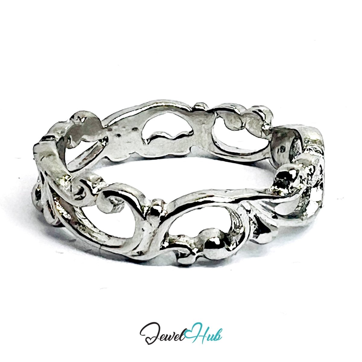Swirl Cutout Ring | Silver‑Tone Zinc Alloy Sculptural Band - JewelHub.co.uk