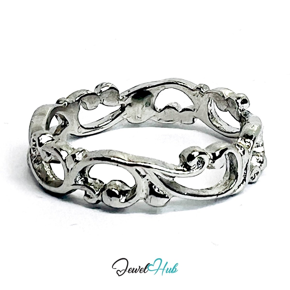 Swirl Cutout Ring | Silver‑Tone Zinc Alloy Sculptural Band - JewelHub.co.uk