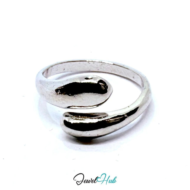 Teardrop Wrap Form Zinc Ring – Sculptural Minimalism in Silver - JewelHub.co.uk
